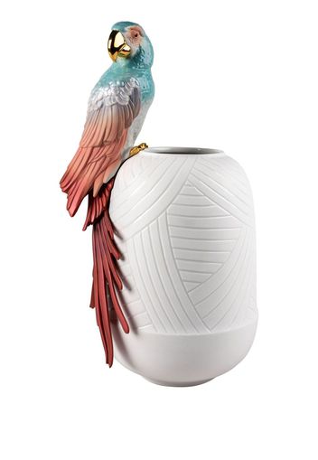 Lladró Macaw bird porcelain vase (56cm) - Bianco