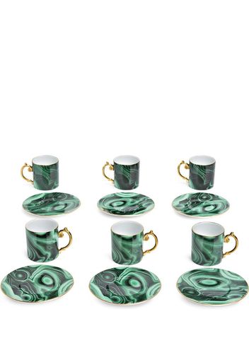 Set di due tazze da tè e piattino in porcellana Malachite L'OBJET da donna