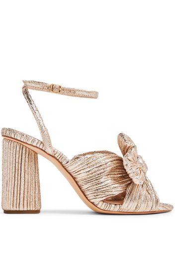 Loeffler Randall Camellia pleated knot 90mm sandals - Oro