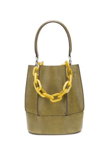 textured leather bucket bag