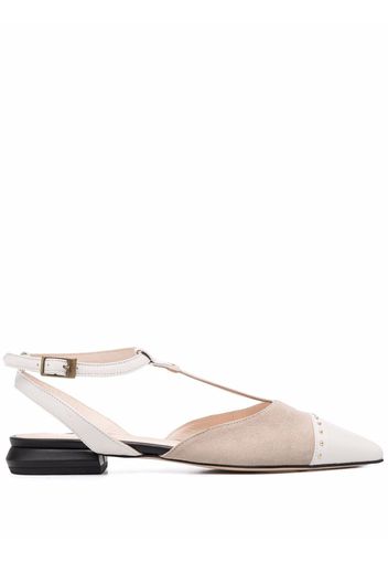 Lorena Antoniazzi suede leather-trim ballet shoes - Toni neutri