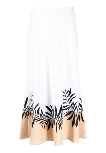 Loro Piana leaf-print A-line skirt - Bianco