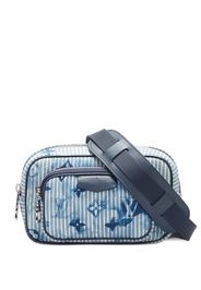 Louis Vuitton 2021 pre-owned Monogram Denim Watercolor Hickory Stripes Outdoor belt bag - Blu