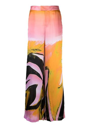 Louisa Ballou all-over graphic print silk trousers - Rosa
