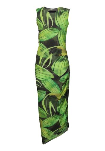 Louisa Ballou 0-0-0-print sleeveless mesh midi dress - Verde