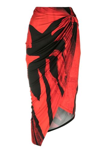 Louisa Ballou asymmetric-hem graphic-print skirt - Rosso