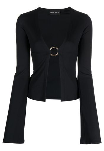 Louisa Ballou ring-detail ribbed-knit cardigan - Nero