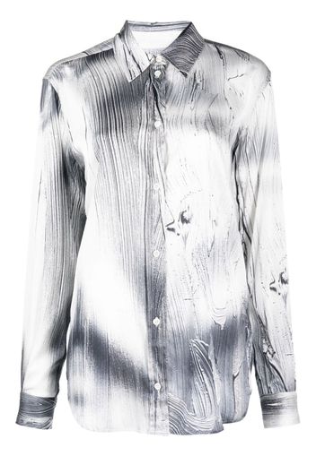 Louisa Ballou abstract-pattern stretch-silk shirt - Argento