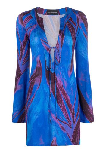 Louisa Ballou abstract-print long-sleeved kaftan dress - Blu