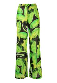 Louisa Ballou leaves-pattern wide-leg trousers - Verde