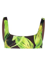 Louisa Ballou Scoop leaf-print bikini top - Verde