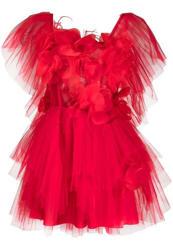 Loulou Vestito corto con applicazioni a fiori - Rosso