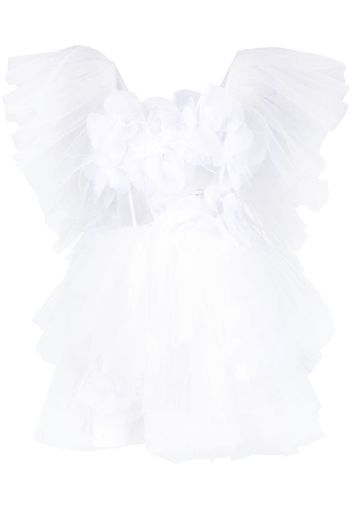 Loulou Vestito corto con applicazioni a fiori - Bianco