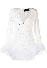 Loulou feather-trim V-neck dress - Bianco
