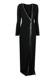 Loulou crystal-embellished long-sleeve gown - Nero