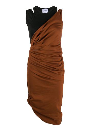 asymmetric ruched midi dress