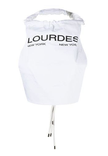 Lourdes Scrimmage logo print halter top - Bianco