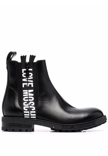 Love Moschino Stivali Chelsea con banda logo - Nero