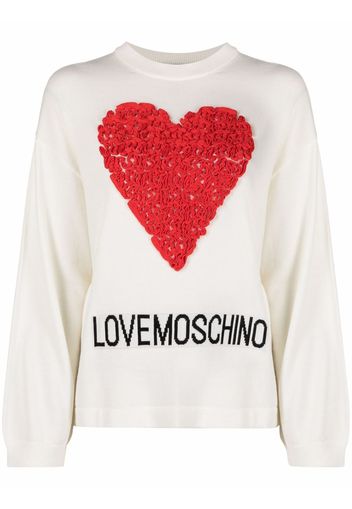 Love Moschino Maglione con applicazione - Bianco