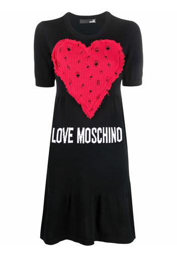 Love Moschino Abito svasato con applicazione - Nero