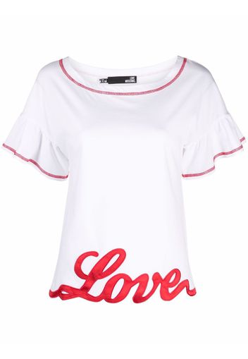 Love Moschino T-shirt con applicazione - Bianco