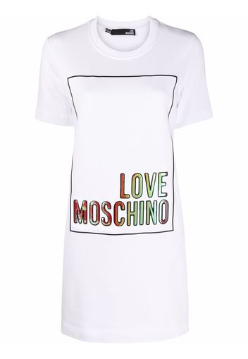 Love Moschino Abito modello T-shirt con stampa - Bianco