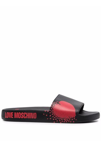 Love Moschino Sandali slides con stampa - Nero