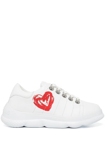 Love Moschino leather lace-up sneakers - Bianco
