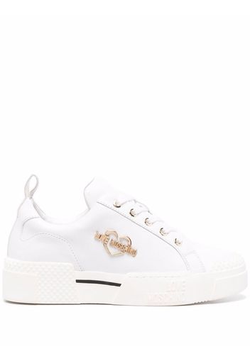 Love Moschino Sneakers con placca logo - Bianco