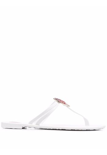 Love Moschino crystal-heart thong sandals - Bianco