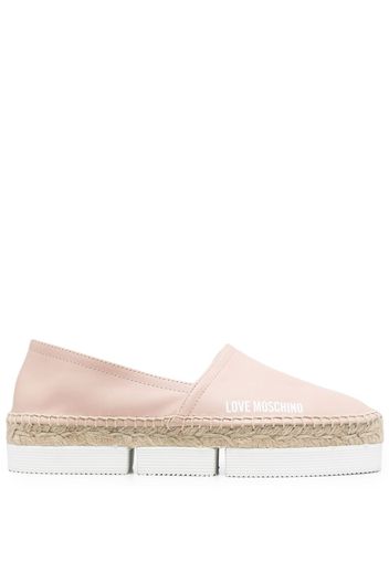 Love Moschino logo-print leather espadrilles - Rosa