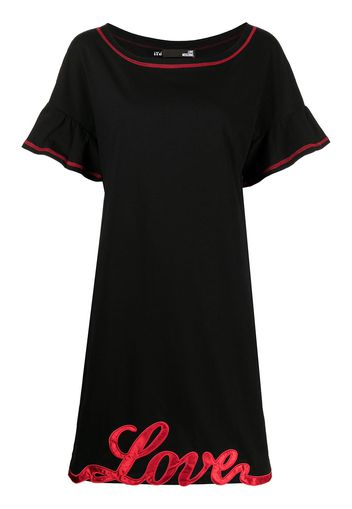 Love Moschino love-appliqué short-sleeve dress - Nero