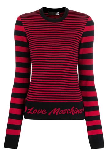 Love Moschino logo-embroidered striped jumper - Rosa