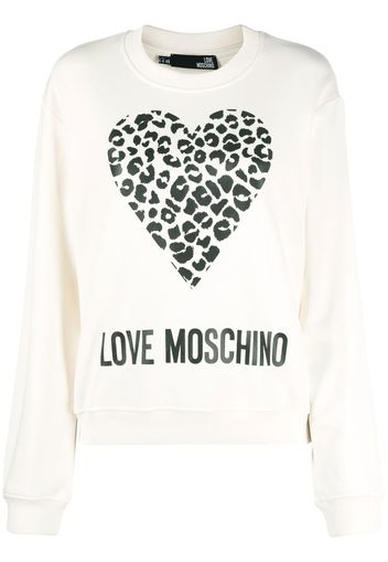 Love Moschino heart-print cotton sweatshirt - Toni neutri
