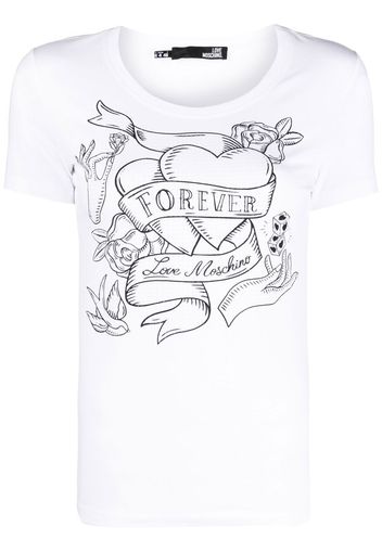 Love Moschino slogan-print short-sleeved T-shirt - Bianco