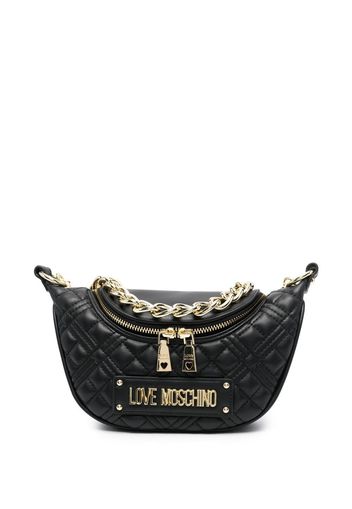 Love Moschino logo-plaque quilted shoulder bag - Nero