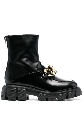 Love Moschino chain-embellished leather boots - Nero