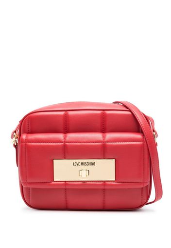 Love Moschino engraved-logo quilted crossbody bag - Rosso