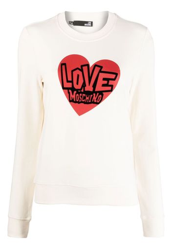 Love Moschino heart-print logo sweatshirt - Bianco