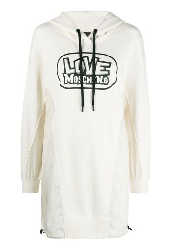 Love Moschino logo-print hooded dress - Bianco