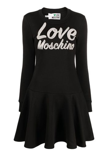 Love Moschino logo-print flared dress - Nero