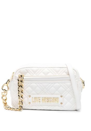 Love Moschino logo-plaque quilted satchel bag - Bianco