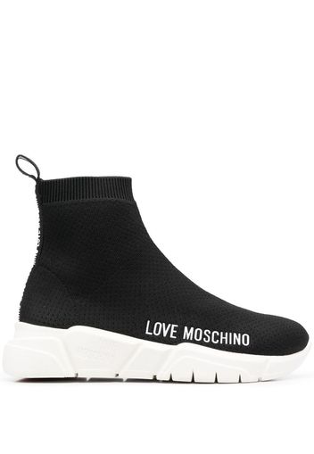 Love Moschino logo-print sock-style sneakers - Nero