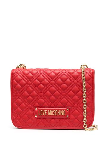 Love Moschino logo-plaque quilted shoulder bag - Rosso