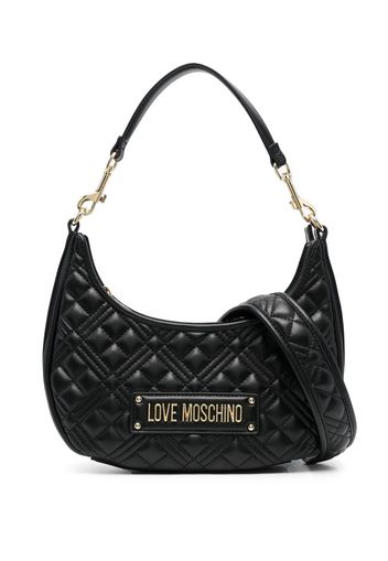 Love Moschino Borsa a spalla trapuntata con placca logo - Nero