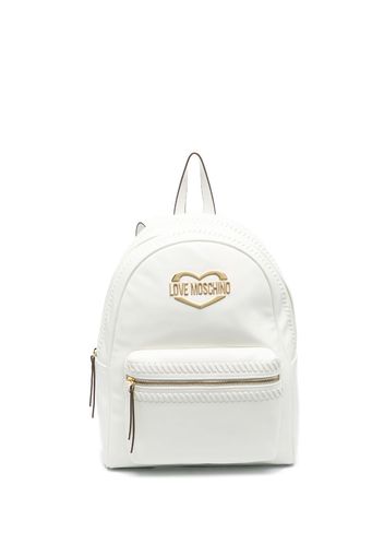 Love Moschino logo-plaque whipstitch-trim backpack - Bianco