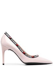 Love Moschino logo tape-trimmed leather pumps - Rosa