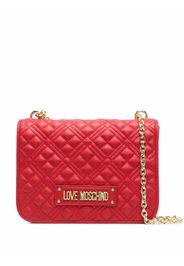 Love Moschino quilted logo-plaque shoulder bag - Rosso