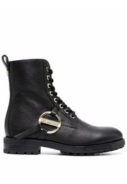 Love Moschino logo-plaque lace-up boots - Nero