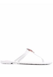 Love Moschino crystal-heart thong sandals - Bianco